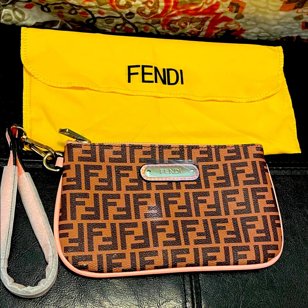 Tan and Black Monogram Wristlet/Fashion Wallet. Closet clearout no returns.